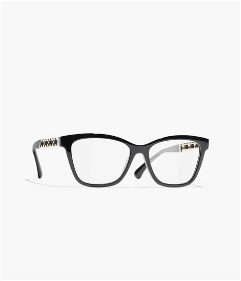 CHANEL Eyeglasses: Square Eyeglasses, acetate & calfskin — 